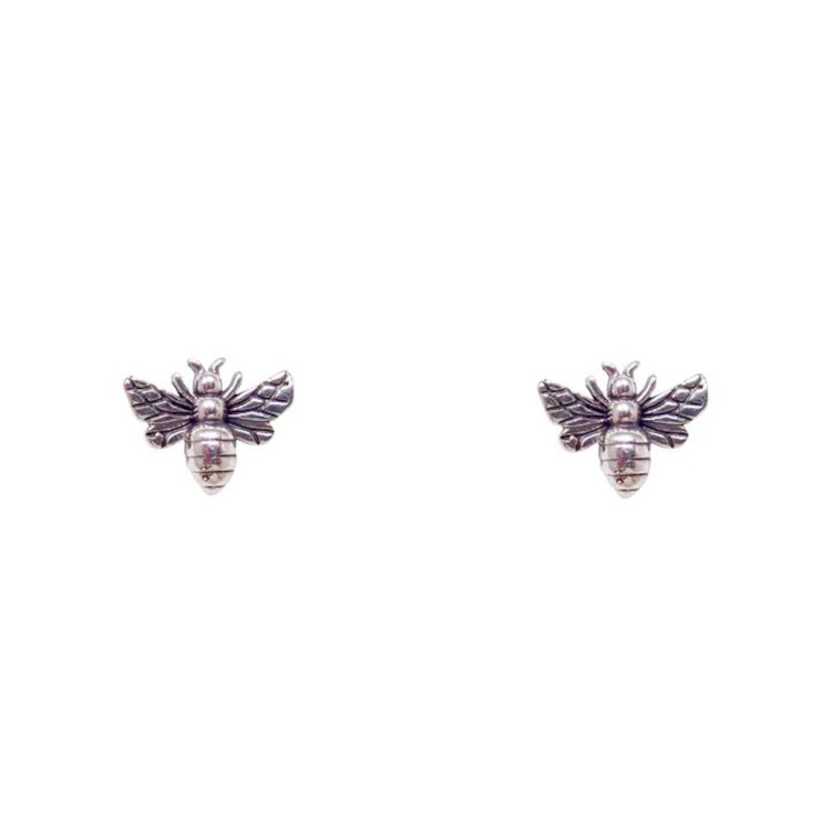 Bronwen Tiny Charm Post Earrings - Honey Bee, Silver - Image 5